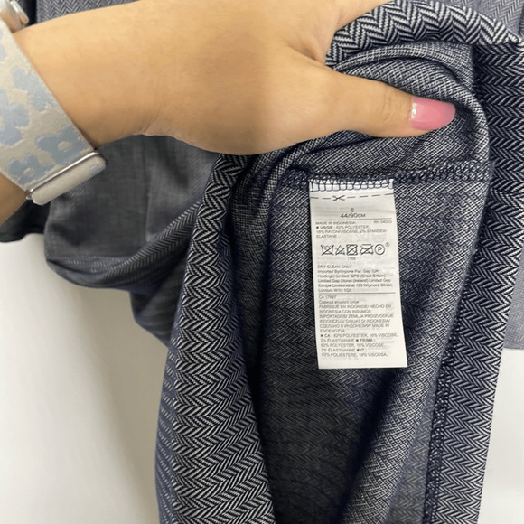 BANANA REPUBLIC Navy Herringbone Ponte Dress Flutter Sleeves Stretch WOMEN'S 6 - Picture 6 of 7